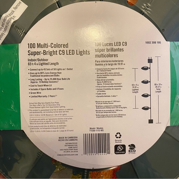 100ct Multi Color LED Faceted Christmas Lights - Picture 2 of 3